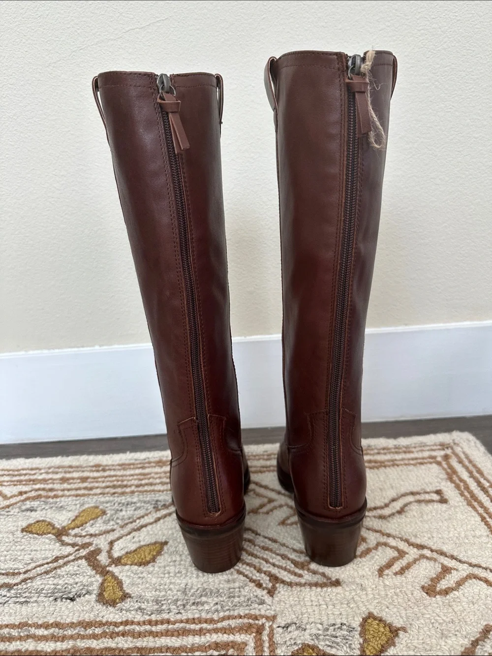 Women's Knee High Brown Leather Riding Boots